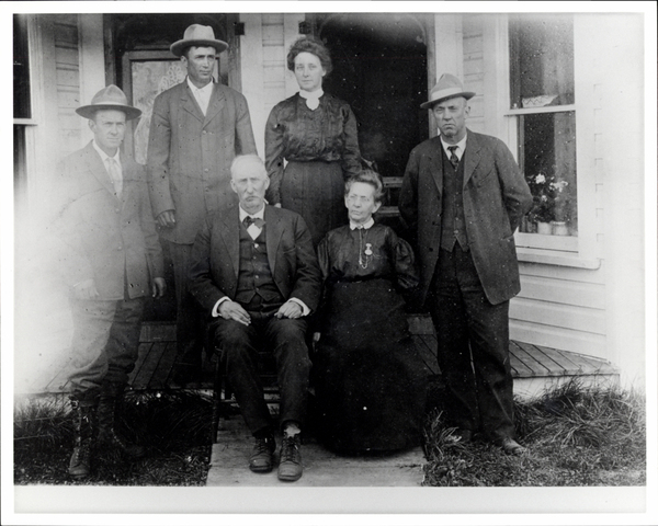 Photograph of McCal Family Top to bottom, left to right: Dawson McCall, George McCall, Florence McCall wife of George, Ben McCall, Louisa McCall, Tom McCall.