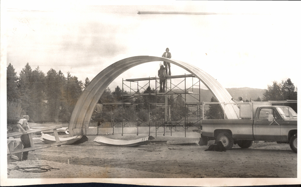 Pre-fab structure being assembled