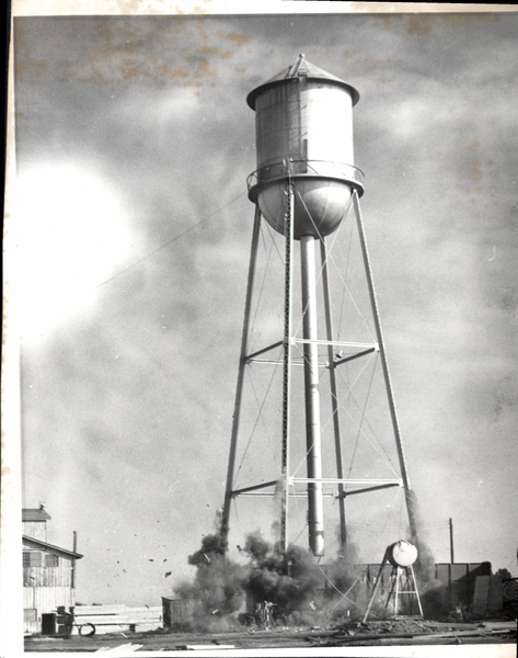 Water tower detonating the base