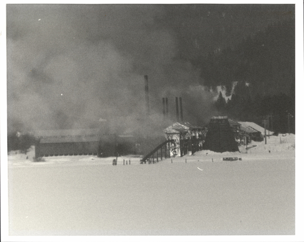 Mill on fire in the winter