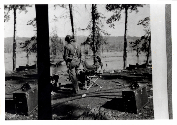 Two men dressed in deer skin clothing, this is from Northwest passage movie