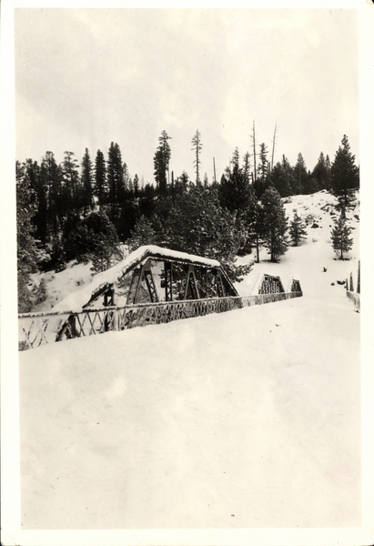 Bridge, metal structure in winter