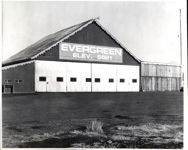 McCall Airport-Evergreen Hanger. Image contains the text: "EVERGREEN   ELEV. 5021"