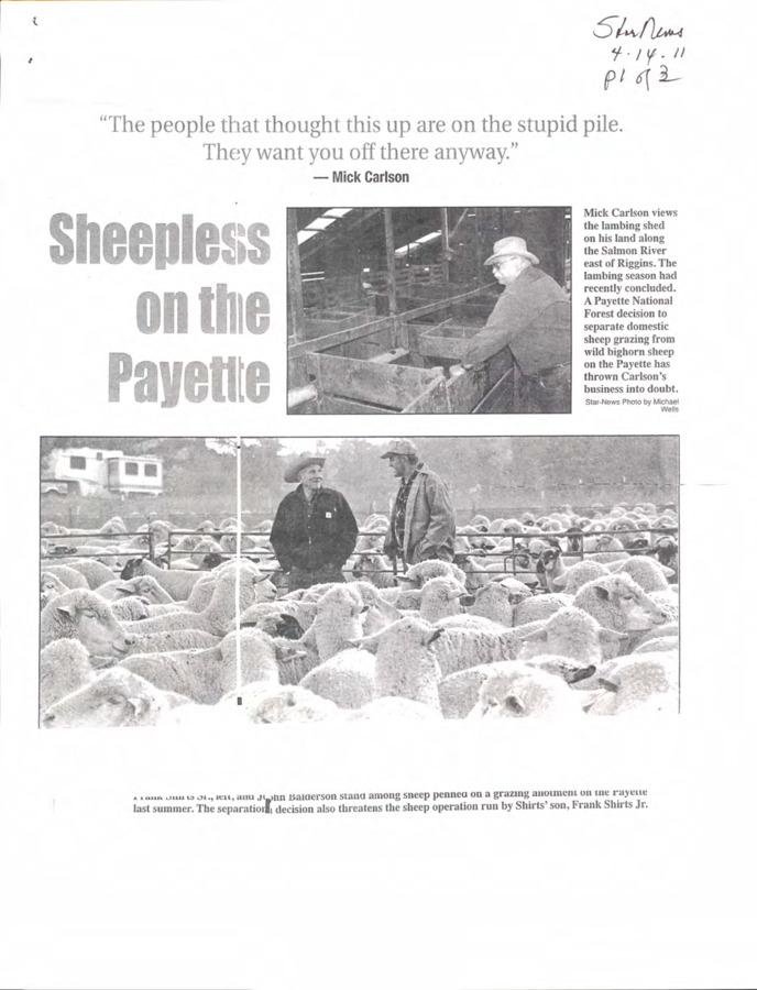 6 pages of subject files containing and related to Sheep Herders