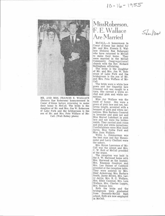 1 page of family history documents containing and related to Sean Wall; John and Susan Wall - including: The Star News