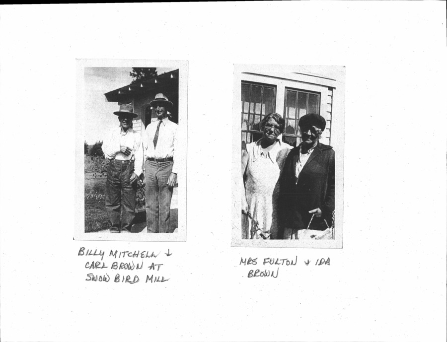 53 pages of family history documents containing and related to Carl Elliott Brown; Ida Louise Brown; Ida Louise Harrington; Amos Brown; Virgil DeWitt Harrington; Betty Harwood - including: Pictures; photos; autobiographies; index; legal documents