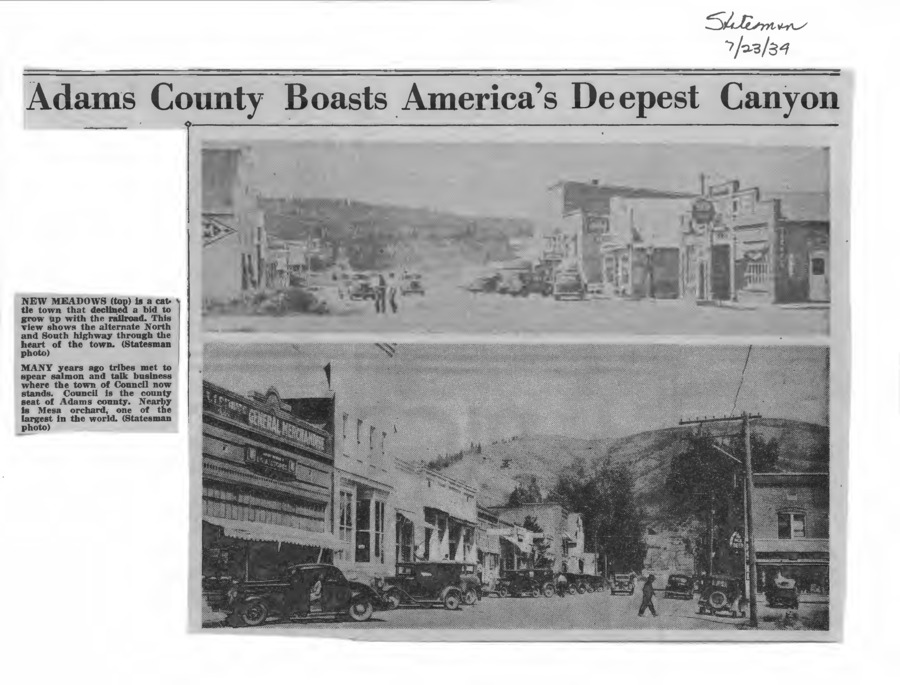 49 pages of subject files containing and related to Adams County, Idaho