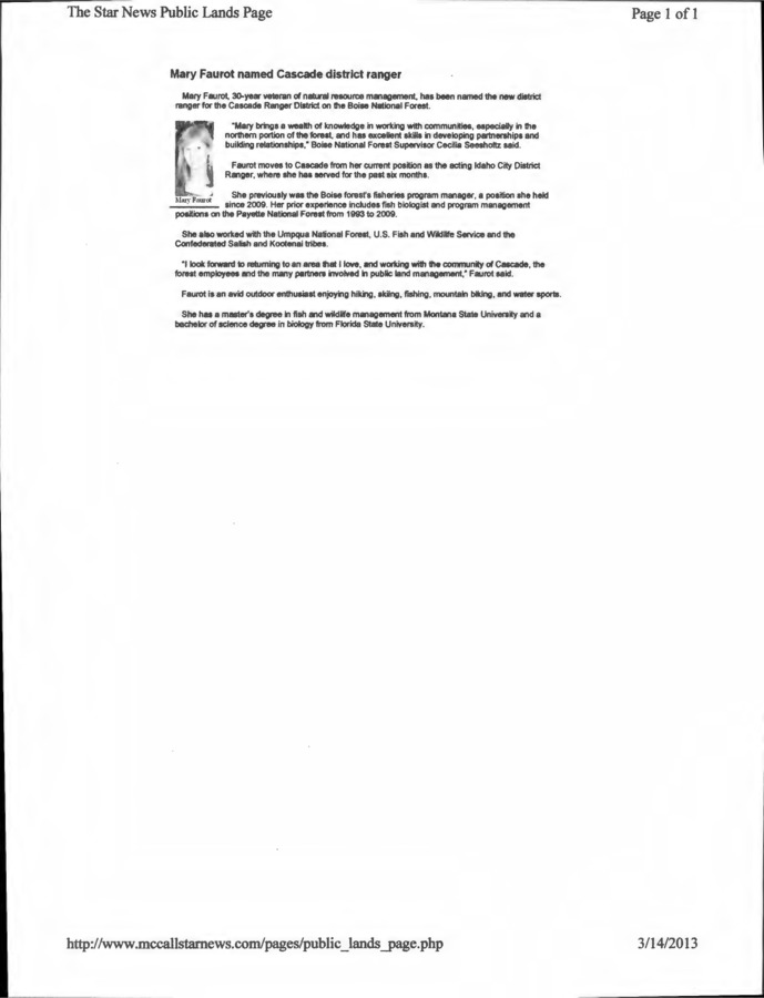 3 pages of subject files containing and related to Boise National Forest