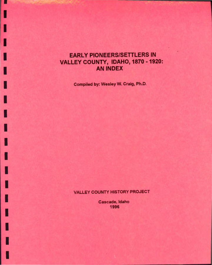 180 pages of subject files containing and related to Census: Boise and Valley County