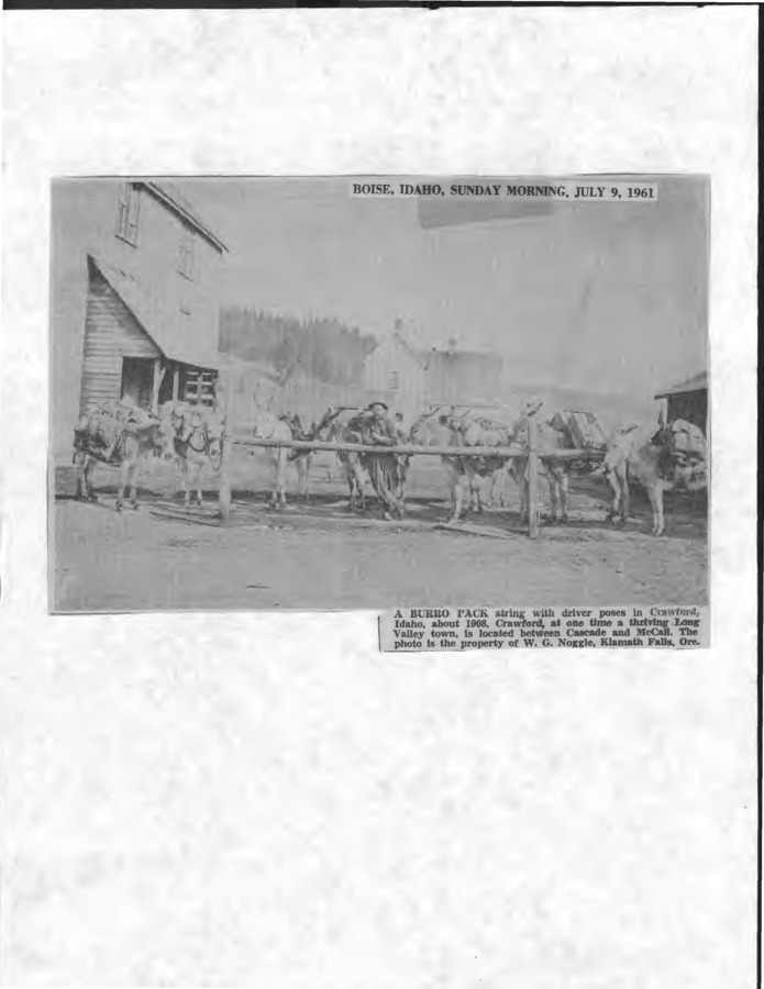 4 pages of subject files containing and related to Crawford, Idaho