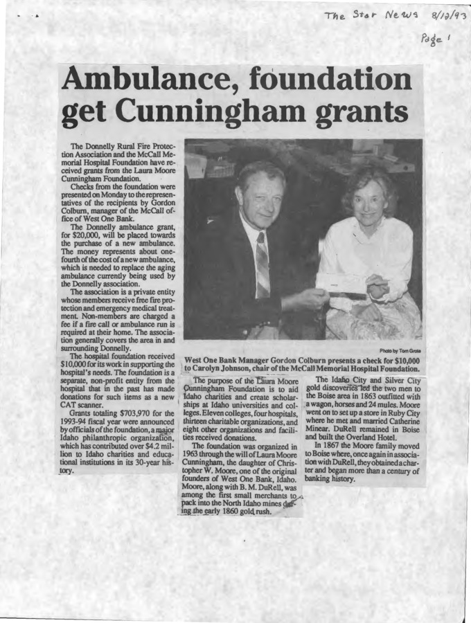 2 pages of subject files containing and related to Laura Moore Cunningham Foundation