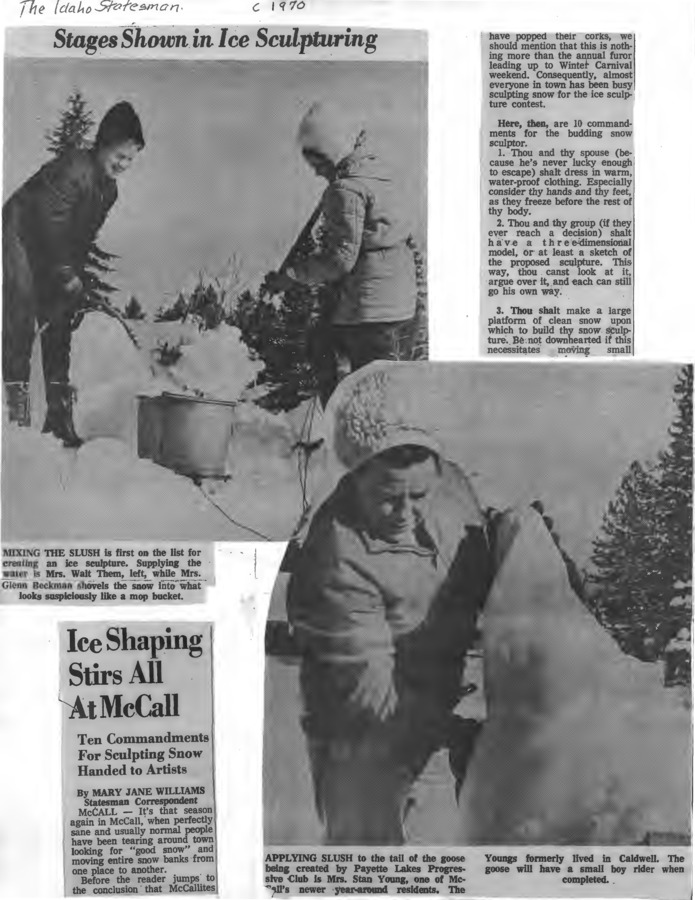 18 pages of subject files containing and related to McCall Winter Carnival 1970