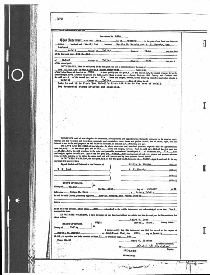 14 pages of family history documents containing and related to Roy May; Ida May; Ada May - including: Land Deeds and Legal Documents; obituaries