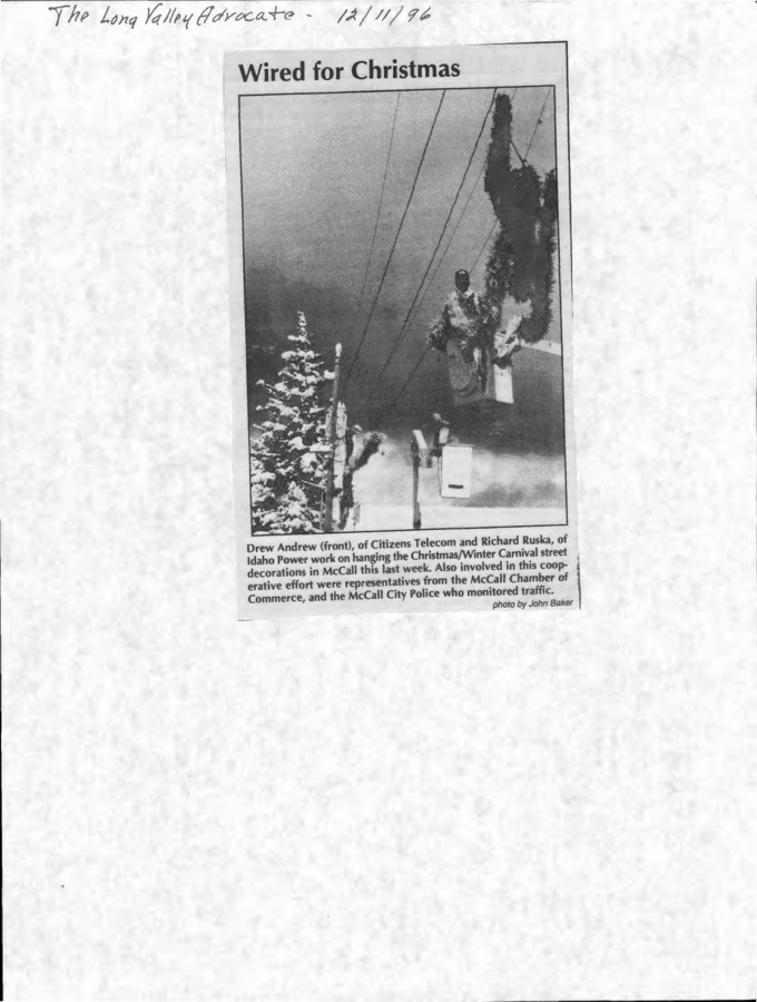22 pages of subject files containing and related to McCall Winter Carnival 1997