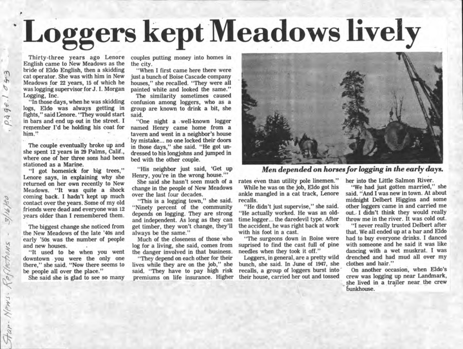 216 pages of subject files containing and related to New Meadows, Idaho: II - 1980-2013