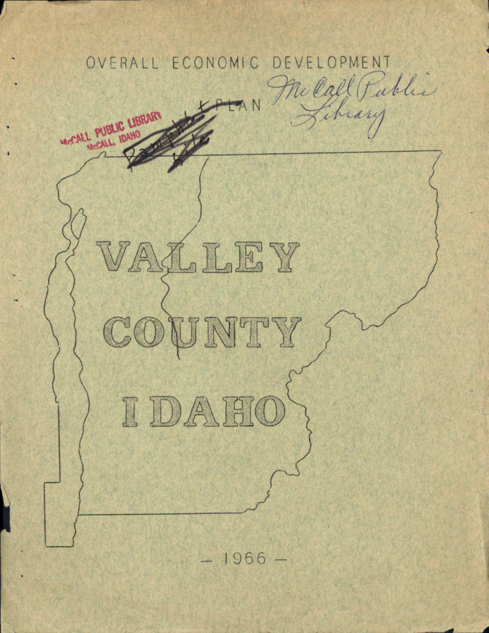 57 pages of subject files containing and related to Valley County, Idaho: Economics