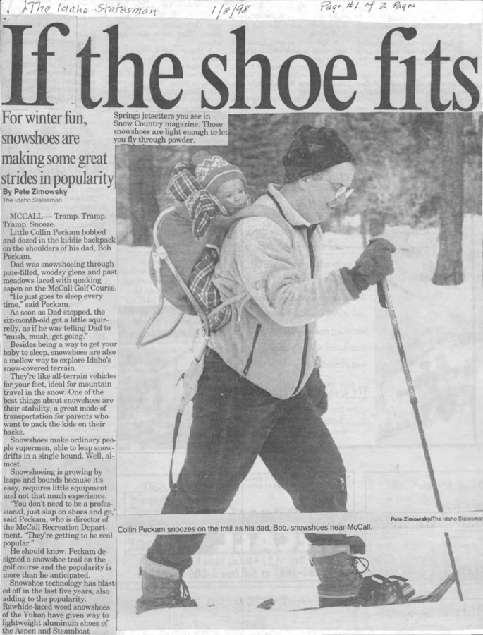 13 pages of subject files containing and related to Winter Sports: Snowshoeing
