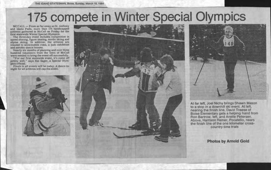 17 pages of subject files containing and related to Winter Sports: Special Olympics