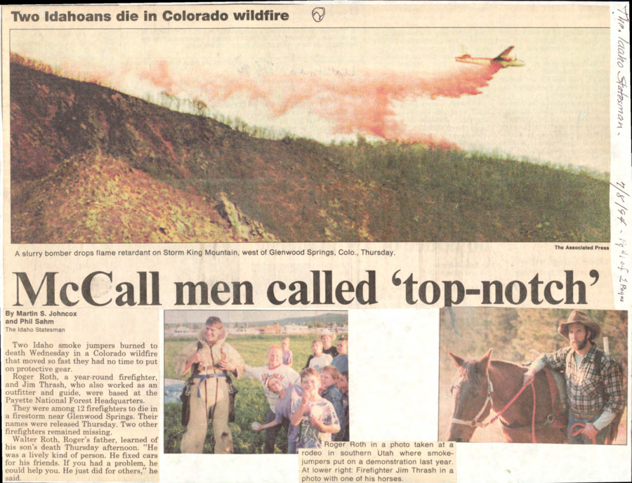 33 pages of subject files containing and related to Payette National Forest: Smoke Jumpers - Roth, Roger and Thrash, Jim