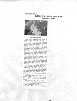 1 page of family history documents containing and related to Rose Holbrook; Charles Holbrook - including: obit