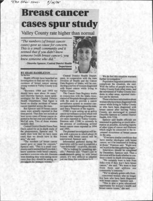 2 pages of subject files containing and related to Cancer, Breast