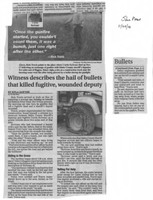 1 pages of subject files containing and related to Crime: Shootings