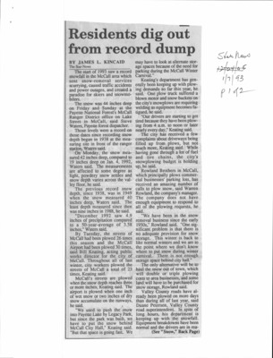 37 pages of subject files containing and related to McCall, Idaho: Storms