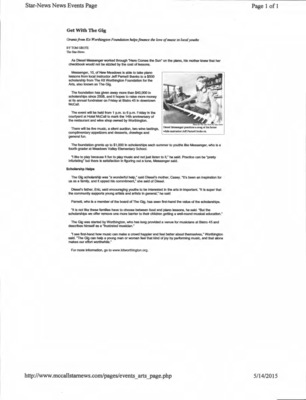 2 pages of subject files containing and related to Kit Worthington Foundation for Music (The Gig)