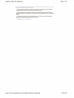 10 pages of subject files containing and related to Sports: Tennis