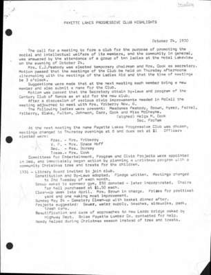 140 pages of subject files containing and related to Payette Lakes Progressive Club