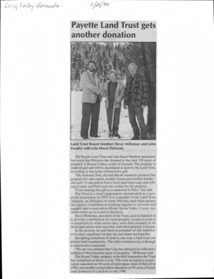 11 pages of subject files containing and related to Payette Land Trust