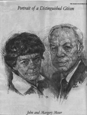 2 pages of family history documents containing and related to John & Margery Moser - including: Doctors serving Cascade; Governor's Mental Health Advisory Council; Valley County Welfare Advisory Council