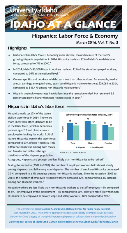 Hispanics: Labor Force and Economy (2016)