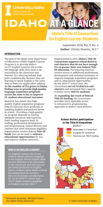 Idaho’s Title III Consortium for English Learner Students (2018)