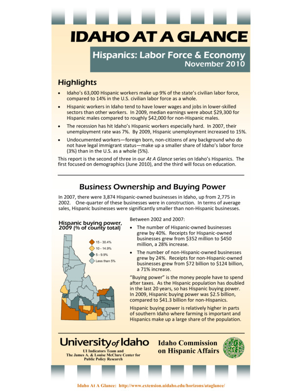 Hispanic Labor Force & Economy (2010)