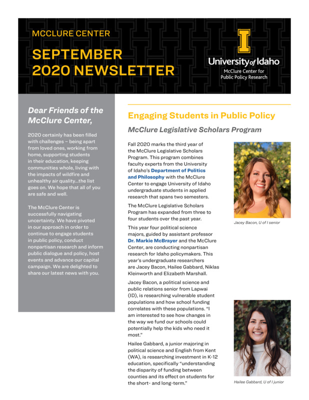 September 2020 Newsletter