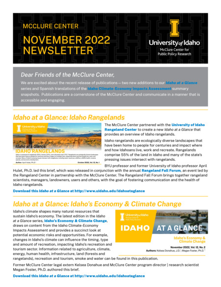 McClure Center - November 2022 Newsletter