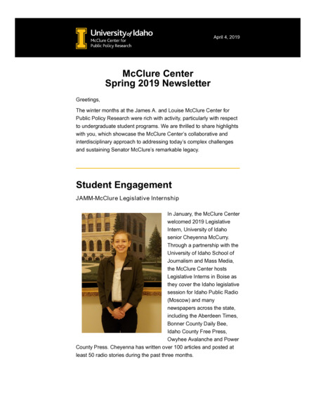 Spring 2019 Newsletter