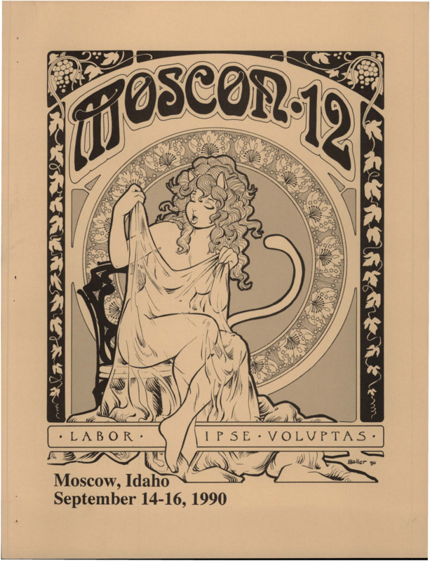 A program book for the 12th Moscon in 1990. Guests of Honor: C.J. Cherryh, Reed Waller, Cliff Samuels, Tim Gerlitz, Jane Fancher, Kate Worley, Vladimir Gakov.