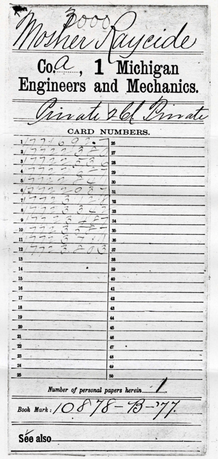 Military records of Raycide Mosher; photocopies of originals held by the US government.