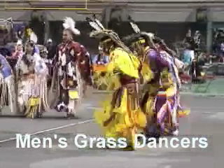 Tutxinmepu Powwow on the University of Idaho campus, October 2001 - Team Dancing with both Men's Grass and Women's Traditional Dancers.