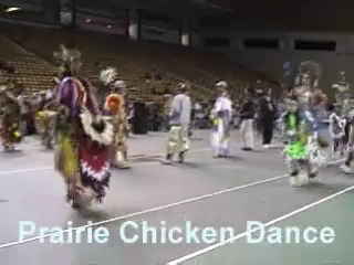 Tutxinmepu Powwow on the University of Idaho campus, October 2001 - Round Bustle or Prairie Chicken Dance.