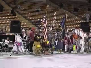 Tutxinmepu Powwow on the University of Idaho campus, October 2001 - Retiring the Colors.
