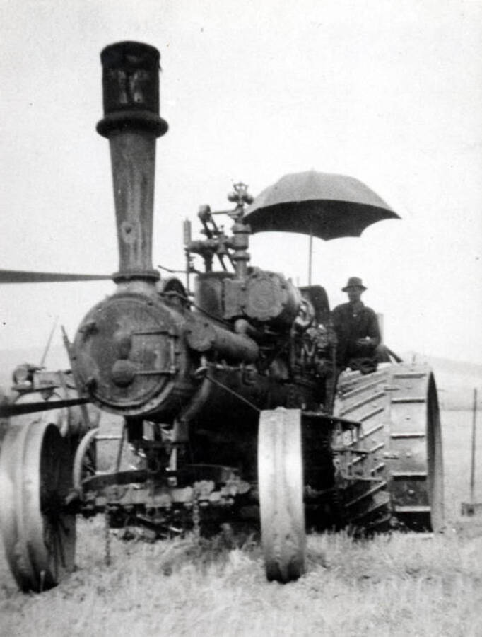 Andrew Mortensen 20 H.P. Case steam engine in the Blaine area in 1919.