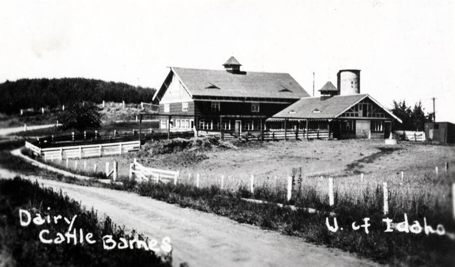 Dairy cattle barns, University of Idaho. Located south of Sixth Street and about one block west of Line Street.