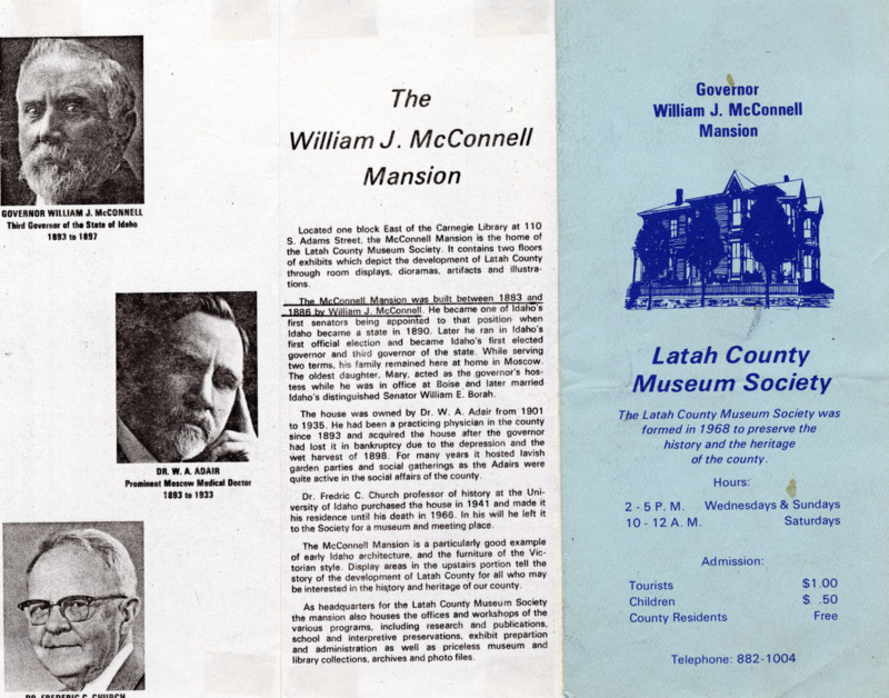 Information on William J. McConnell mansion: taken from brochures, newspaper articles and books.