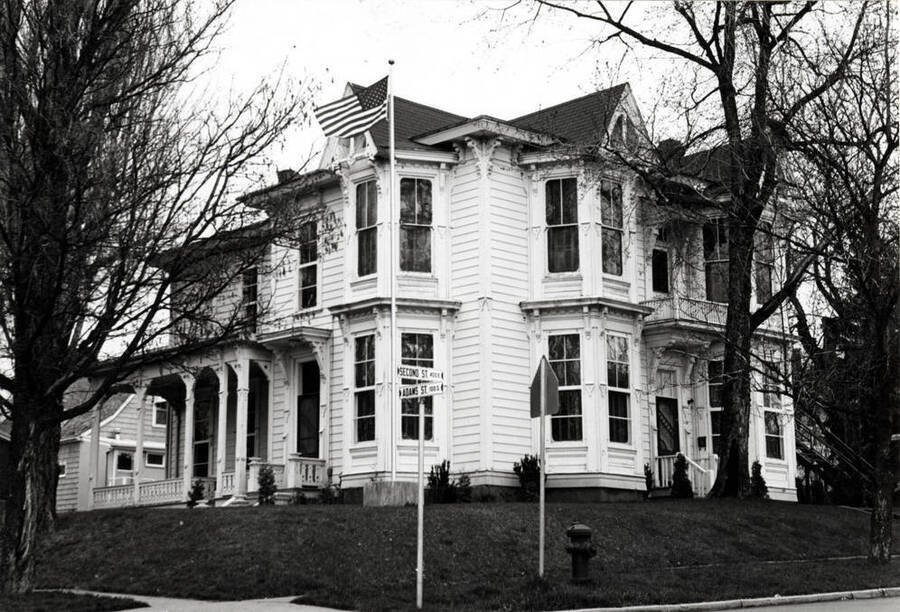 William J. McConnell Mansion, now headquarters of the Latah County Museum Society. Mansion was owned by Dr. William A. Adair from 1901 to 1935 and purchased by Dr. Fredrick C. Church who willed it to the Society upon his death in 1966.