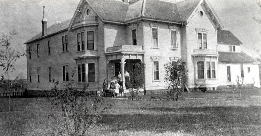 [Photo of newspaper photo and caption]. First Convent - The nine-room house pictured above, once known as the Julia Moore home and located at the corner of D and Howard streets, served in the early years after 1908 as the original home of Ursuline Convent here. Later the house was razed and a new facilities constructed. During the past year these facilities have been razed and a new $167, 000 convent and chapel is to be constructed. The convent opened its doors in Moscow Sept. 14, 1908, and 55 years of service will be marked at a dinner at Hotel Moscow Sunday. (January 1, 1963)