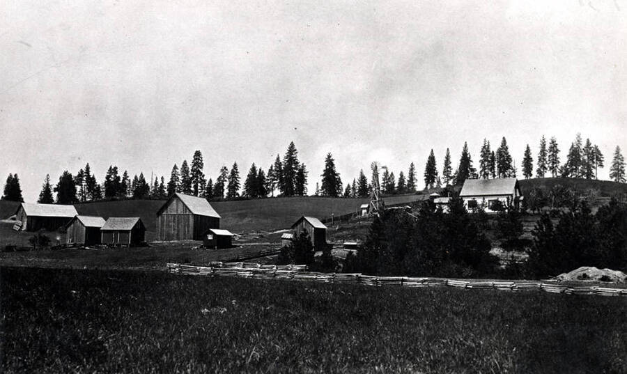 Mr. and Mrs. J.S. Nelson farmstead on Big Bear Ridge. Picture 1914.