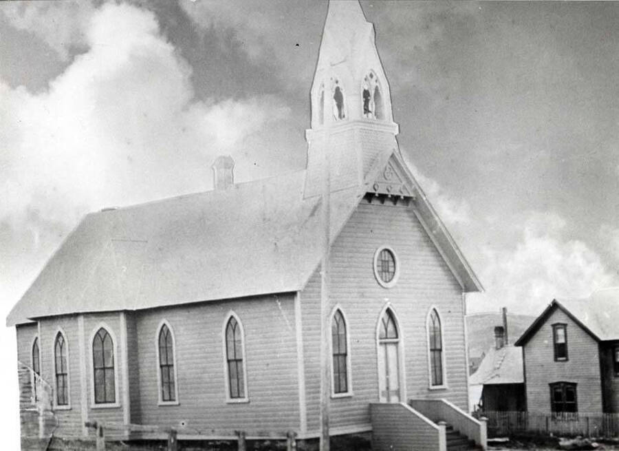 First United Methodist Church at the southwest corner of Sixth and Jefferson streets built in 1887 and occupied by the Methodists until 1903 when they built the new stone church on Third Street. Norwegian Lutherans next had the church from 1903 to 1961 when they consolidated with the Swedish Lutherans and built a new church at the northeast corner of A Street and Peterson Drive. Trace Baptists now hold services in this church.